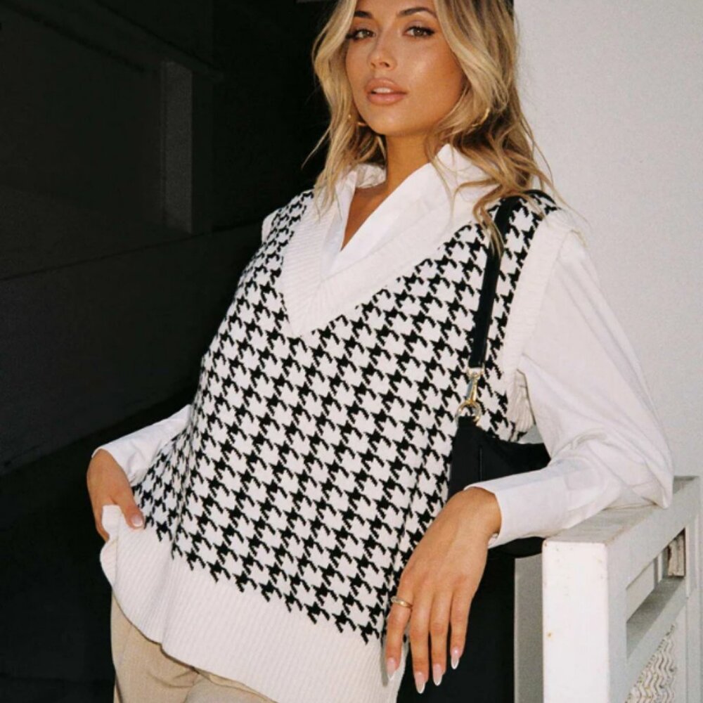 Princess Polly ASHTON SWEATER VEST WHITE XS/S